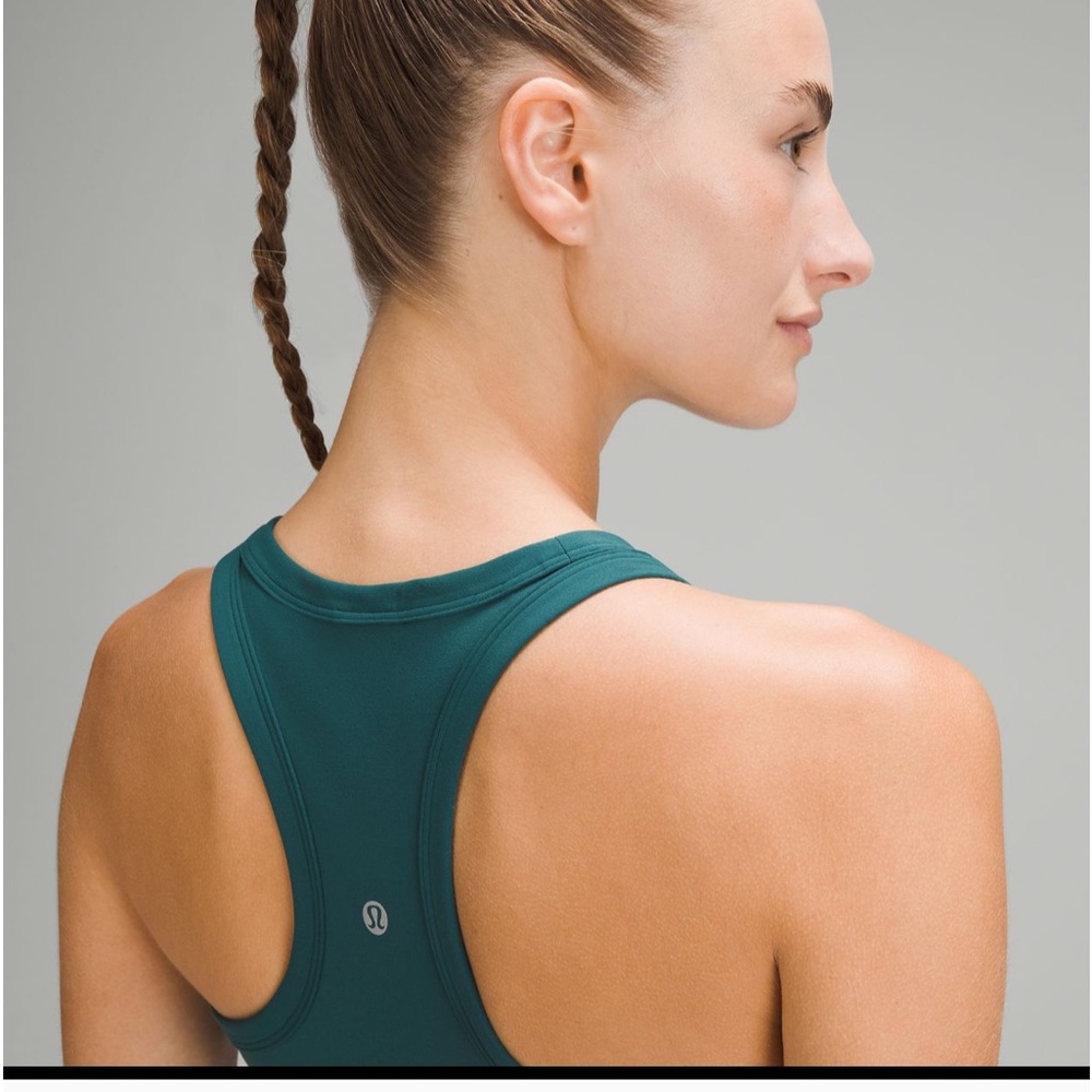 Lululemon align waist length racer back tank top so 4 green jasper